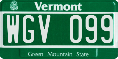 VT license plate WGV099