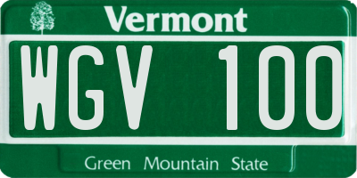 VT license plate WGV100