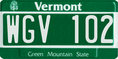 VT license plate WGV102