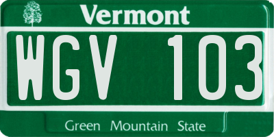 VT license plate WGV103