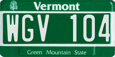 VT license plate WGV104