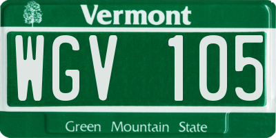 VT license plate WGV105