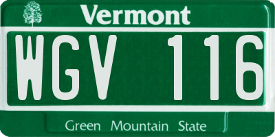 VT license plate WGV116