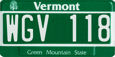 VT license plate WGV118