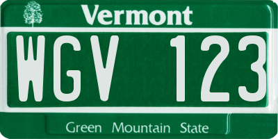 VT license plate WGV123