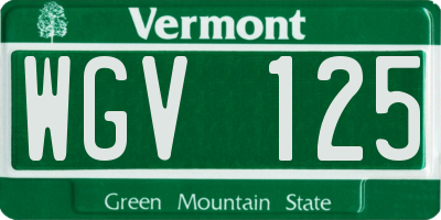 VT license plate WGV125