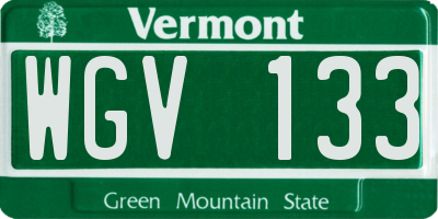 VT license plate WGV133