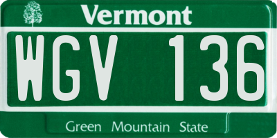 VT license plate WGV136
