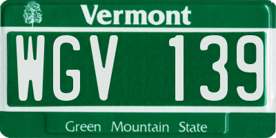 VT license plate WGV139