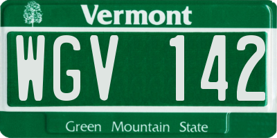 VT license plate WGV142