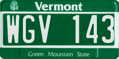 VT license plate WGV143