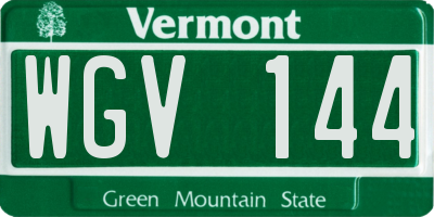 VT license plate WGV144