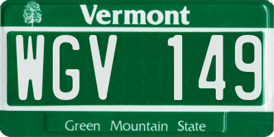 VT license plate WGV149