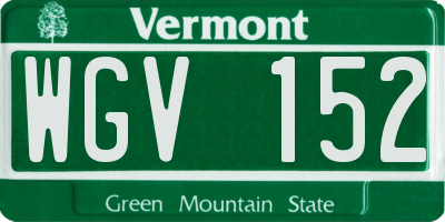 VT license plate WGV152