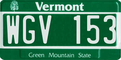 VT license plate WGV153