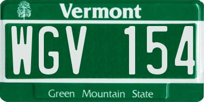 VT license plate WGV154