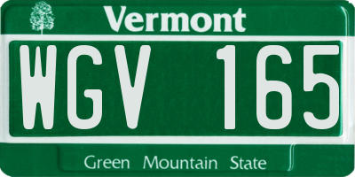 VT license plate WGV165