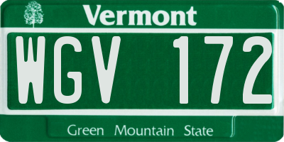 VT license plate WGV172