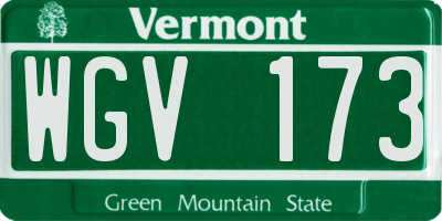 VT license plate WGV173