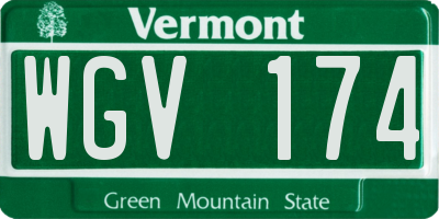 VT license plate WGV174