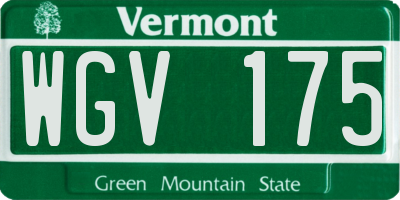 VT license plate WGV175