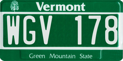 VT license plate WGV178