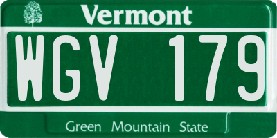 VT license plate WGV179