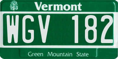 VT license plate WGV182