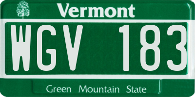 VT license plate WGV183