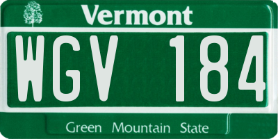 VT license plate WGV184