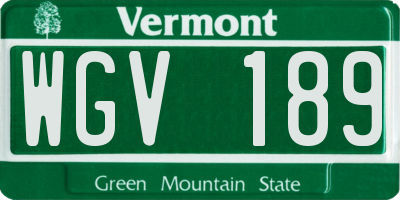 VT license plate WGV189