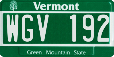 VT license plate WGV192