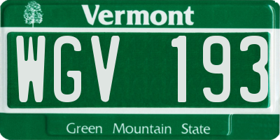 VT license plate WGV193
