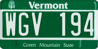 VT license plate WGV194