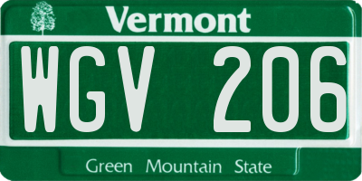 VT license plate WGV206