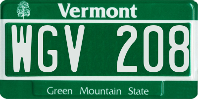 VT license plate WGV208
