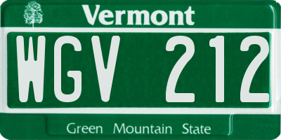 VT license plate WGV212