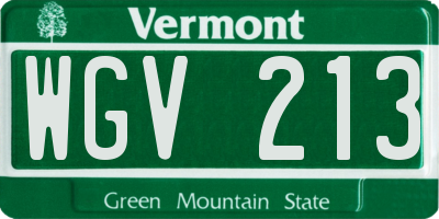 VT license plate WGV213