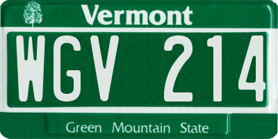VT license plate WGV214