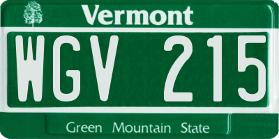 VT license plate WGV215