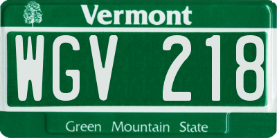 VT license plate WGV218