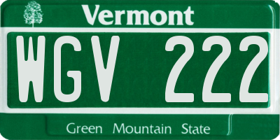 VT license plate WGV222