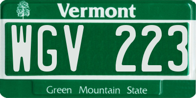 VT license plate WGV223