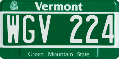 VT license plate WGV224