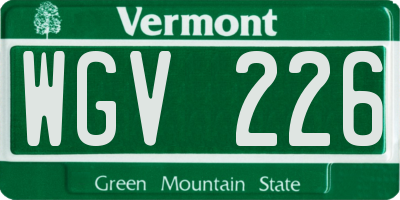 VT license plate WGV226