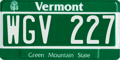 VT license plate WGV227