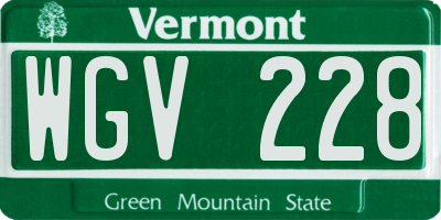 VT license plate WGV228
