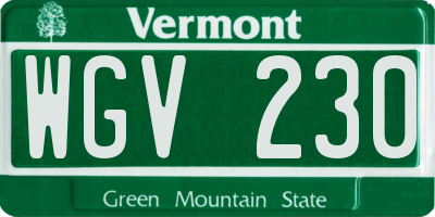 VT license plate WGV230