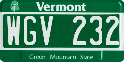 VT license plate WGV232
