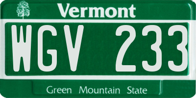 VT license plate WGV233